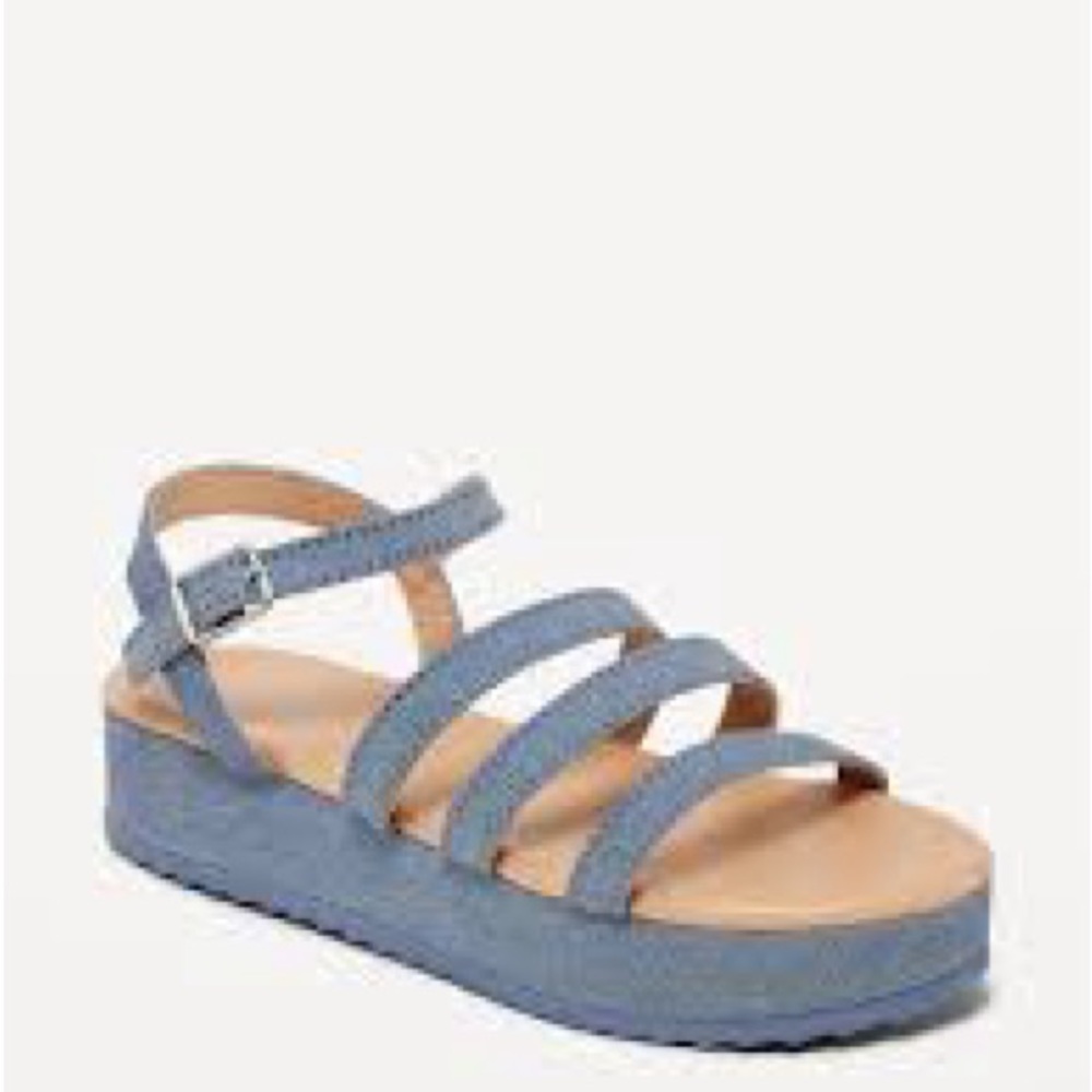 Girls size 3 Old Navy Chambray Strappy platform Sandler NWT